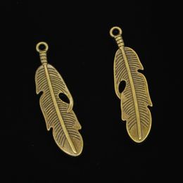 48pcs Zinc Alloy Charms Antique Bronze Plated feather Charms for Jewellery Making DIY Handmade Pendants 49*13mm