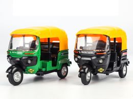 Diecast Car Model Toys, Three Wheeled Taxi with Light Sound, Pull-back, for Anniversary, Party Kid Birthday Gift, Collecting,Home Decoration