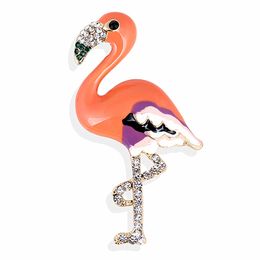 Stunning Austria Crystals Cute Bird Brooch Vogue Lady Garment Jewelry Accessories Elegant Clothes Flamingo Broach Pin For Party