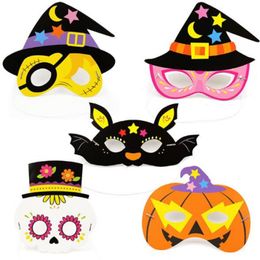 Halloween Paper Mask Cartoon Children Masquerade Eye Masks Carnival Party Masks Bat Witch Pirate Skull Pumpkin Masks