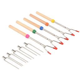 Uarter 5PCS Portable Telescoping Marshmallow Roasting Sticks Set Barbecue Skewers Extendable Roasting Forks Smores Sticks