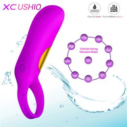 Penis Massager for Men Male Masturbator Ring Delay Lasting G spot Clitoris Stimulator Bullet Vibrator Sex Toys for Couples D18111501