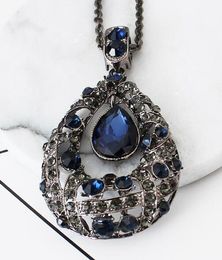 new European and American Jewellery crystal gem necklace fashion drop long sweater chain high-end crystal pendant fashion classic delicate