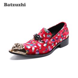 Batzuzhi 2019 New Zapatos Hombre Italian SStyle Designer's Leather Shoes Men Erkek Ayakkabi Formal Shoes Men Red Wedding Party Metal Tip