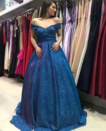 Custom Off Shoulder Bling Bling Evening Dresses 2021 Floor Length Ball Gown Formal Prom Party Gowns