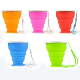 5 colors Silicone Retractable Folding Telescopic Collapsible Folding Water Cup tumblerful 200mL Vogue Outdoor Travel woter