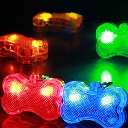 Bone design LED Pendant Puppy Safety Night Light-Up Pet Dog Keychain Tags pendant many color for your choose