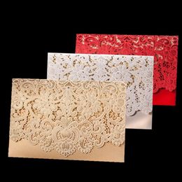 Wedding Card Rustic Vintage Luxurious Elegant Golden Laser Cut Invitation Card Supplies