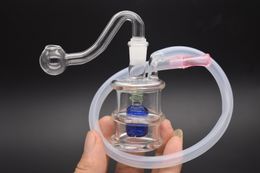 HIGH quality Glass Water Pipes Recycler Oil Rig with Hose and Pot Bowl Hookahs Oil Concerntrate Dabs oil rig portable glass beaker bong