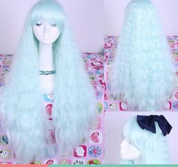 women's Light Blue Long Cosplay synthetic Hair Wigs