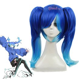 Kagerou Project Enomoto Takane Blue Curly Hair Cosplay Wigs + Two Clip Ponytail