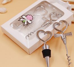 Wine Bottle opener Heart Shaped Great Combination Corkscrew and Stopper Sets Wedding Faovrs Party Gifts DHL Fedex Free Shipping