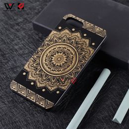 TPU Black Phone Cases For iPhone 6s 7 8 plus 11 12 X Xs Max Wood Custom Logo Laser Engraving Datura Flowers Back Cover Shell