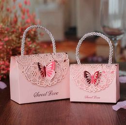 DIY Butterfly Handbag Design Candy Box Bag Chocolate Paper Gift Package for Birthday Wedding Party Favour Decor Supplies