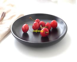 20pcs/lot Black Wooden Serving Trays Round Fruit Plate Dish Tableware Rubber Wooden Tray For Party Hotel Home Dinner