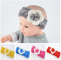 Cute baby warm flower headband handmade crochet Camellia twist headbands headwear floral fashion hairbands knitted Woollen hairband headdress