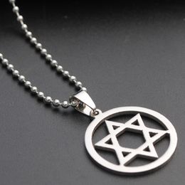Нержавеющая сталь шестиугольник шестиконечная звезда магия символ ожерелье Израиль эмблема ожерелье геометрические круглый перекрывающийся треугольник ожерелье