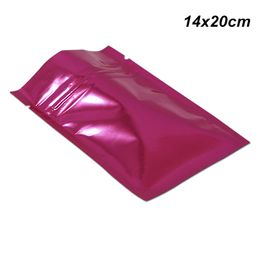 Pink 14x20cm 100 Pieces Zipper Mylar Foil Packaging Bags for Dried Flower Nuts Resealable Aluminium Foil Self Sealing Mylar Packaging Pouch