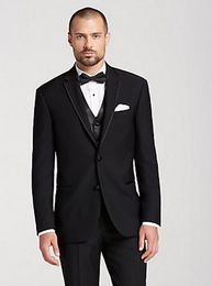 High Quality Two Button Black Groom Tuxedos Notch Lapel Groomsmen Best Man Suits Mens Wedding Suits (Jacket+Pants+Vest+Tie) NO:1110