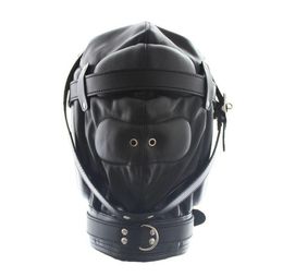 Bondage High Quality Soft Faux Leather Gimp Hood Full Mask Sensory Deprivation Fetish Kinky #Q76