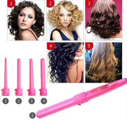 Pro Serie 5 i 1 Curling Wand Set Hårvård Curling Wand Parts Clip Iron Set 09-32mm Hår Styling Verktyg Kit Sponge Keramik