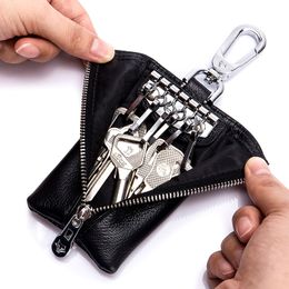 small bags for key men multi Colours Multifunctional Large capacity genuine leather double side zipper car key wallet