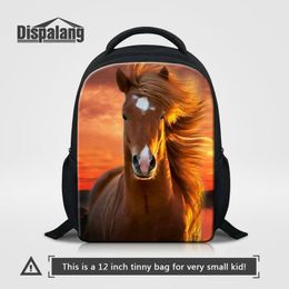 Kids Kindergarten Bookbag Brown Horse Animal Prints Backpack For Girls Boys 12 Inch Mini School Bag Child Travel Shoulder Bag Sac A Dos Pack