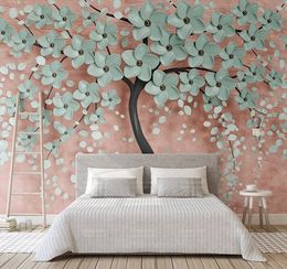 New simple tree Nordic flower 3d TV background wall