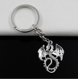 20pcs/lot Key Ring Keychain Jewellery Silver Plated pterosaur Dragon loong Charms
