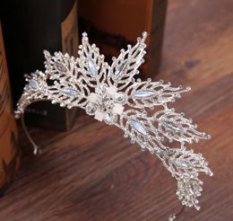 New bride headwear silver leaf crown princess bride crown wedding accessories