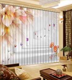 Customize Flowers butterfly Window Curtains Hotel Home Window Decor Blackout Curtain CurtainS For Living room Luxury