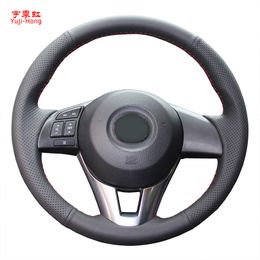 Yuji-Hong Artificial Leather Car Steering Wheel Covers Case for MAZDA CX-4 CX-5 Mazda 3 Axela Atenza Hand-stitched