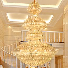 Modern Crystal Chandeliers Lights Fixture European Golden Chandelier LED Lamps Hotel Lobby Hall Stair Way Home Indoor Lighting