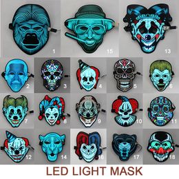 LED sound control mask bar atmosphere props Halloween glow cold light mask Cold Light Masquerade Portable Flexible With Many Style Masks DHL