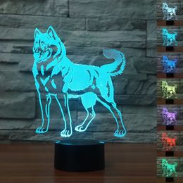 Visual Husky Pet 3D Night Light LED Table Lamp 3D Lihgting 7 Colour Changing USB Lamp Bedroom Sleeping Christmas Decoration#R54