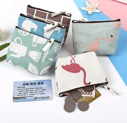 Creative canvas coin purse flamingo pocket money change bag Cartoon children coin wallets Cute vintage girls key case holder