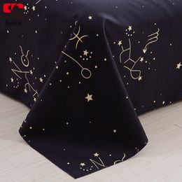 Sookie Constellation Pattern Bed Flat Sheet Fashion Geometric Mattress Cover for adults kids Soft Bedspread bedding covers