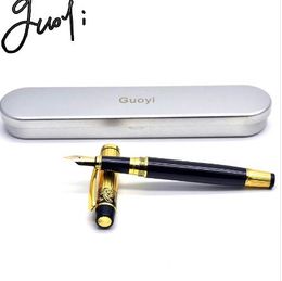 Guoyi Brand K901 0.5mm nib ink pen metal construction Carved designs Golden Special Office stationery gifts fountain pen