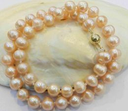 14KGP 8-9mm Real Natural Pink Cultivation Pearl Necklace 18" AAAHH