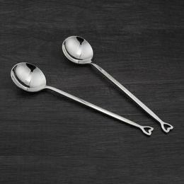 1Pc Creative Love Heart Shaped Portable Stainless Steel Spoons Metal Coffee Teaspoon Wedding Party Gift Dinnerware Set E00919