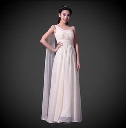 One Shoulder Long Formal Full Length Modest Chiffon Beach Evening Bridesmaid Dresses With Ruffles Bridesmaids Dress