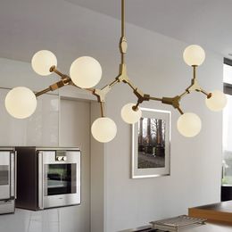 Nordic Creative Art Magic Bean Pendant Lights Glass Ball DNA Hanging Light Fixtures For Living Dining Room Restaurant