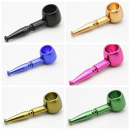 Newest Colorful Gold Green Metal Smoking Pipe Innovative Design Multiple Colors Portable Easy Clean Free Type High Quality Handpipe