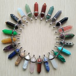 Fashion Natural Stone Bullet Sharp Crystal pendant Quartz Rock Crystal Chakra necklace Jewellery findinngs