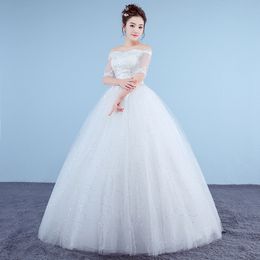 Customised White Princess Simple Wedding Dresses 2018 Appliques Lace Half Sleeve V-Neck Bridal Gown vestido de noiva Real Photo