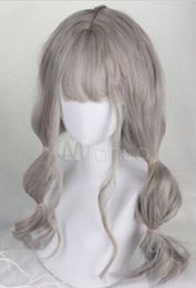 Gothic Lolita Wigs Harajuku Long Wavy Light Grey Synthetic Hair Wigs