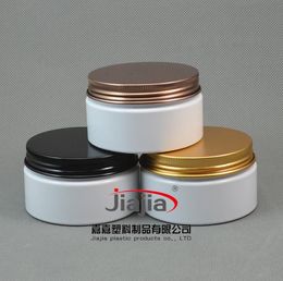 100g White Plastic Jar Milk Colour Empty PET Cosmetic Packaging,100ml white PET jar with Cap Black/Bronze/Gold Aluminium Screw