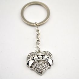 New Arrived Heart Keychain For Female YAYA Written Beautiful White Crystals Convenient Gift Zinc Alloy Provide Dropshipping
