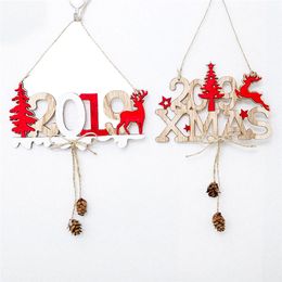 Christmas New Year Alphabet House Plate Christmas Hollow Decoration Door Hanging Pendant Wooden Hanging Elk Christmas Tree
