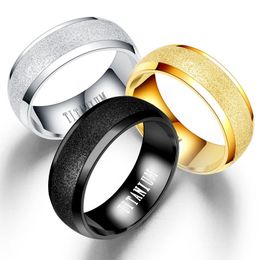 Stainless Steel Ring Band Black Rose Gold Silver Color Wedding engagement Frosted Rings for Women Men Fashion Fine Jewelry